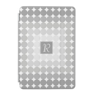 Modern Gray Circles Monogram iPad Mini Cover
