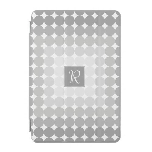 Modern Gray Circles Monogram iPad Mini Cover