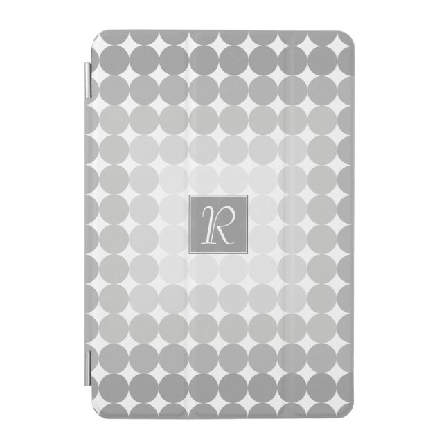 Modern Gray Circles Monogram iPad Mini Cover (Front)