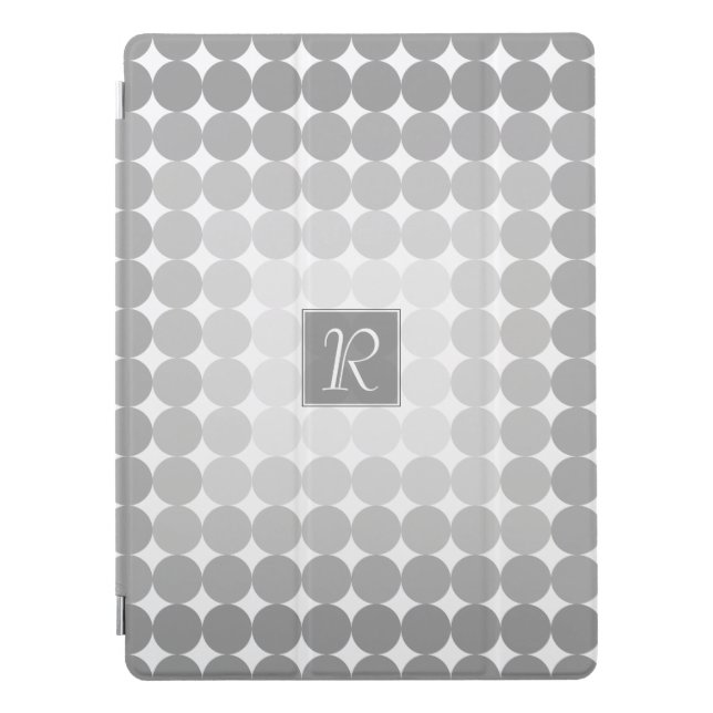 Modern Gray Circles Monogram iPad Pro Cover (Front)