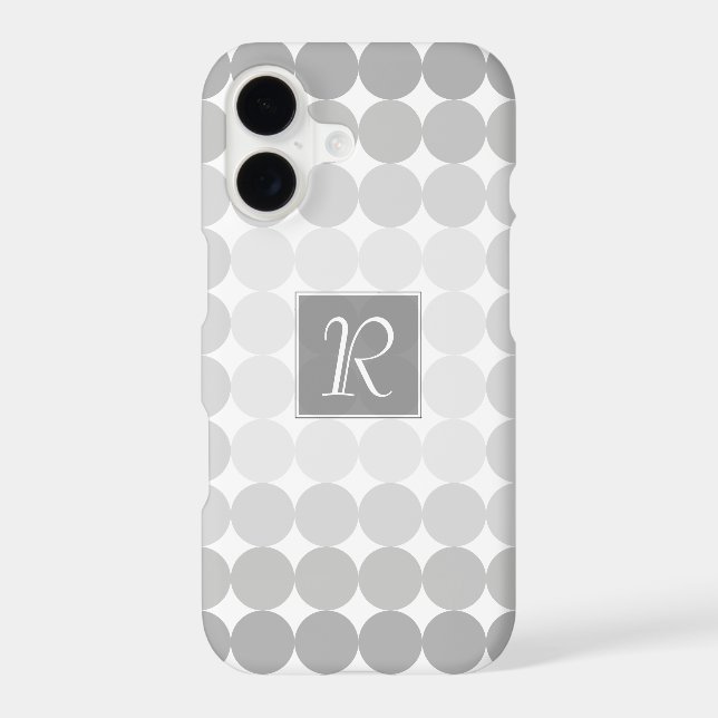 Modern Gray Circles Monogram Iphone Case (Back)