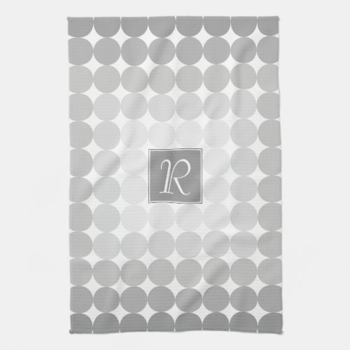 Modern Gray Circles Monogram Kitchen Towel