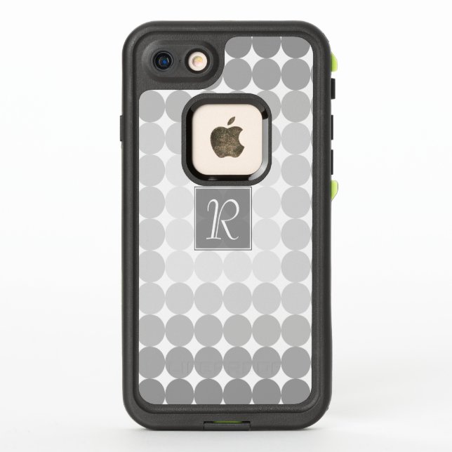 Modern Gray Circles Monogram LifeProof iPhone Case (Back)