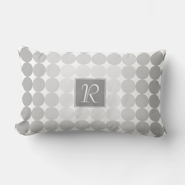 Modern Gray Circles Monogram Lumbar Pillow (Front)