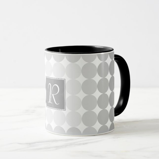 Modern Gray Circles Monogram Mug (Front Right)