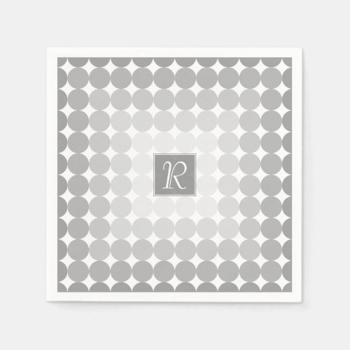 Modern Gray Circles Monogram Napkins