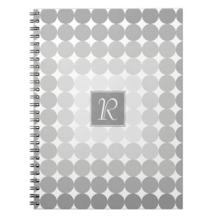 Modern Gray Circles Monogram Notebook