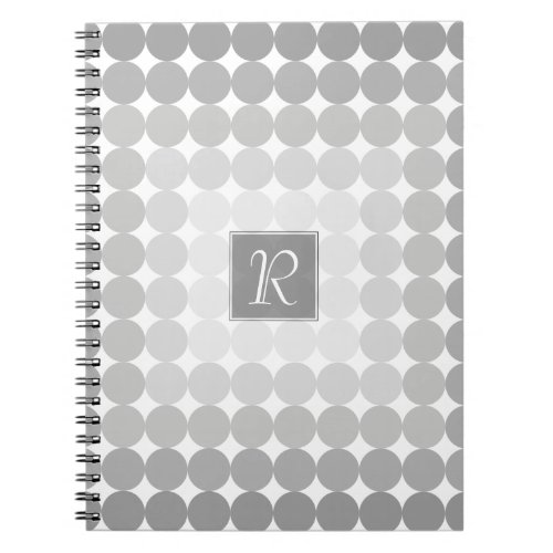 Modern Gray Circles Monogram Notebook