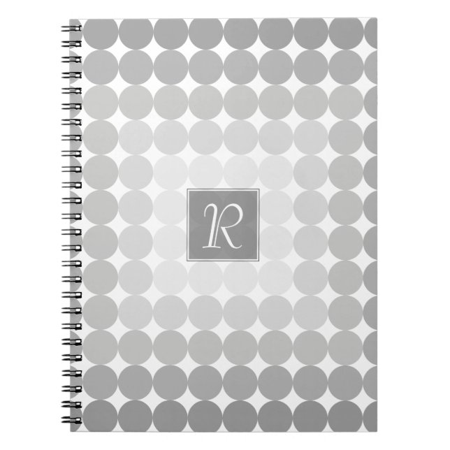 Modern Gray Circles Monogram Notebook (Front)