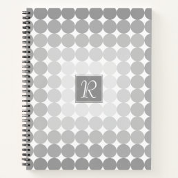 Modern Gray Circles Monogram Notebook