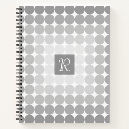 Modern Gray Circles Monogram Notebook