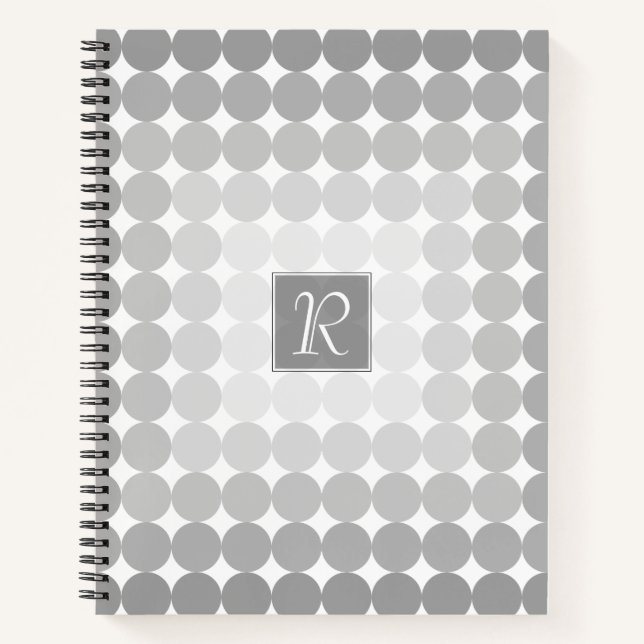 Modern Gray Circles Monogram Notebook (Front)