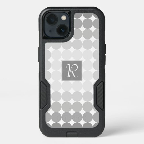 Modern Gray Circles Monogram iPhone 13 Case