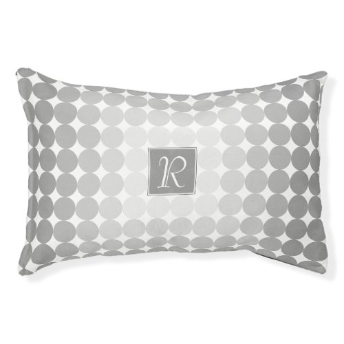 Modern Gray Circles Monogram Pet Bed