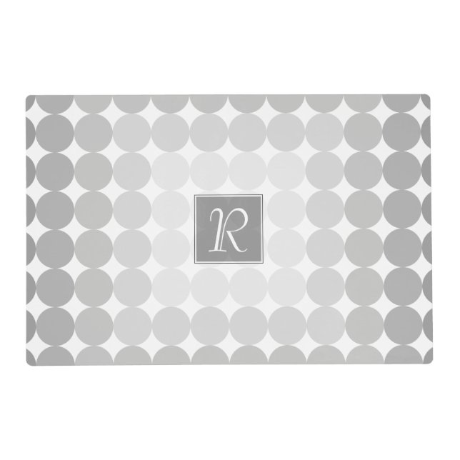 Modern Gray Circles Monogram Placemat (Front)