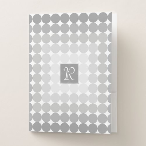 Modern Gray Circles Monogram Pocket Folder
