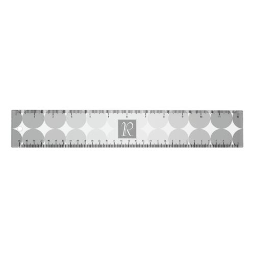 Modern Gray Circles Monogram Ruler