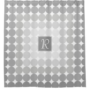 Modern Gray Circles Monogram Shower Curtain