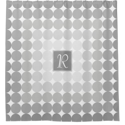 Modern Gray Circles Monogram Shower Curtain