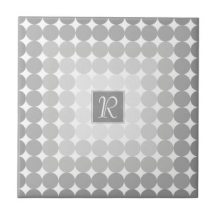 Modern Gray Circles Monogram Tile