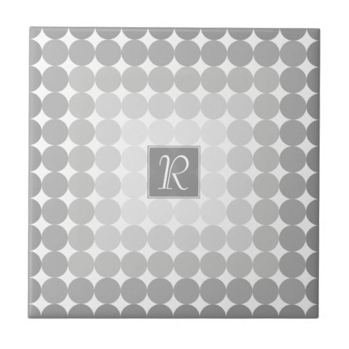 Modern Gray Circles Monogram Tile