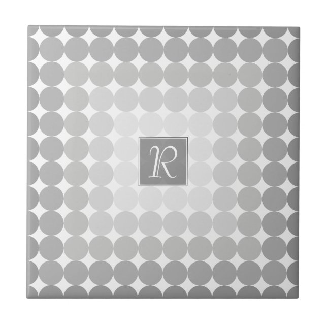 Modern Gray Circles Monogram Tile (Front)