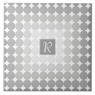 Modern Gray Circles Monogram Tile
