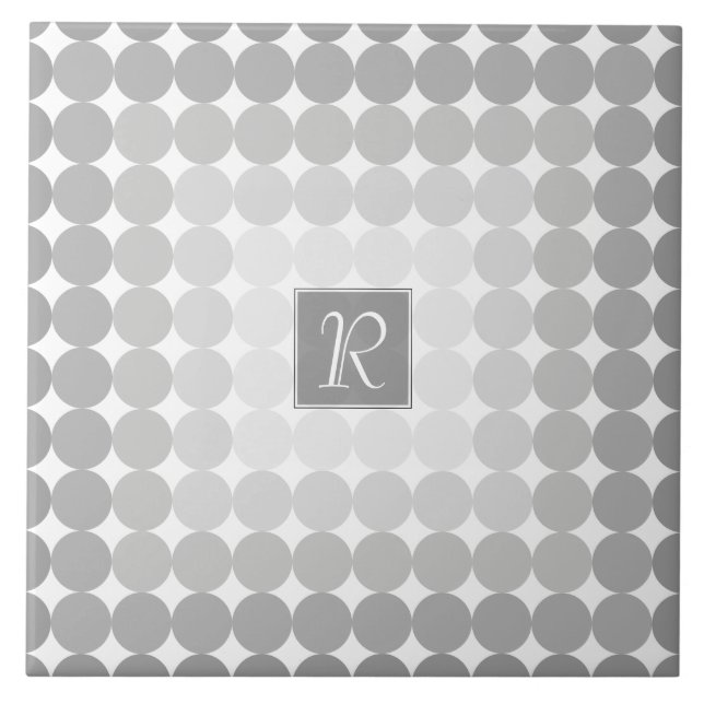 Modern Gray Circles Monogram Tile (Front)