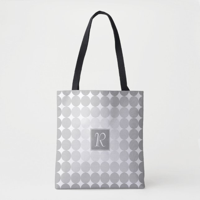 Modern Gray Circles Monogram Tote Bag (Front)