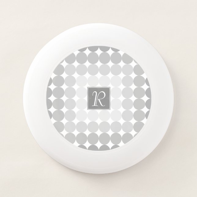 Modern Gray Circles Monogram Wham-O Frisbee (Front)