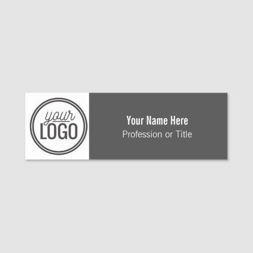 Modern Gray Color Block Minimalist Professional Name Tag