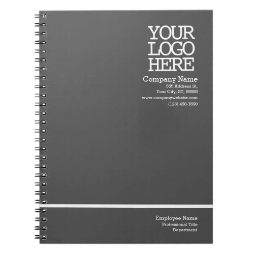 Modern Gray Company Logo  Employee Name Notebook