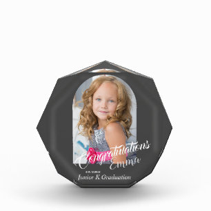 Modern Gray Congratulations JK Grad Announcement Photo Block