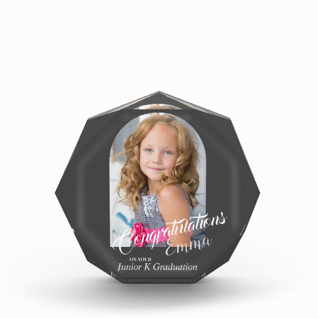 Modern Gray Congratulations JK Grad Announcement Photo Block (Front)