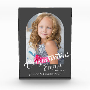 Modern Gray Congratulations JK Grad Announcement Photo Block