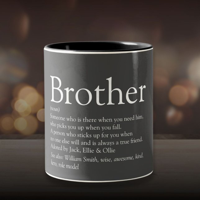Modern Gray Cool Fun Best Brother Ever Definition Two-Tone Coffee Mug (Modern Gray Cool Fun Best Brother Ever Definition Two-Tone Coffee Mug)