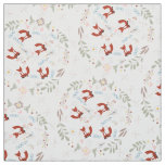 Modern Gray Coral Pink Personalized Fox Pattern Fabric