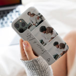 Modern gray couple names 3 photos collage grid iPhone 13 case<br><div class="desc">Modern gray heart couples names 4 photos collage grid,  perfect gift for a couple or best friends.</div>