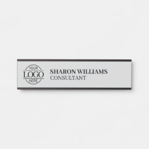 Modern Gray Custom Business Logo Job Title Title Door Sign
