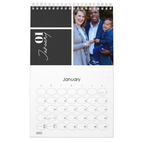 Modern Gray custom multi photo year Celebration  Calendar
