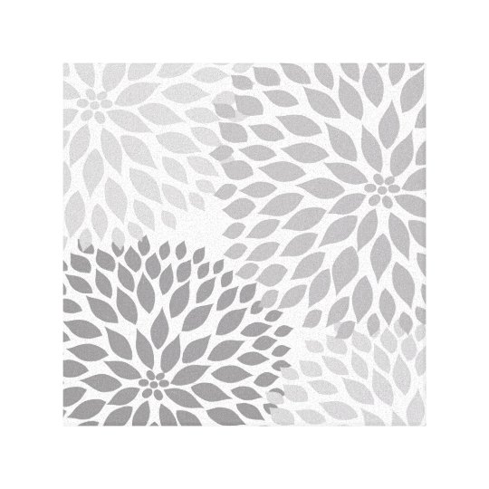 Modern Gray Dahlia Square Wall Art, grey floral Canvas Print