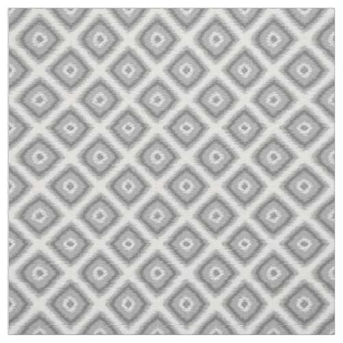 Modern Gray Diamond Squares Ikat Mosaic Pattern Fabric