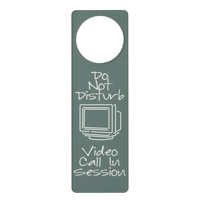 Modern  Gray Do Not Disturb Video Call Door Hanger (Front)
