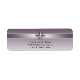 Modern Gray Eggplant Purple Silver Fleur de Lis Label