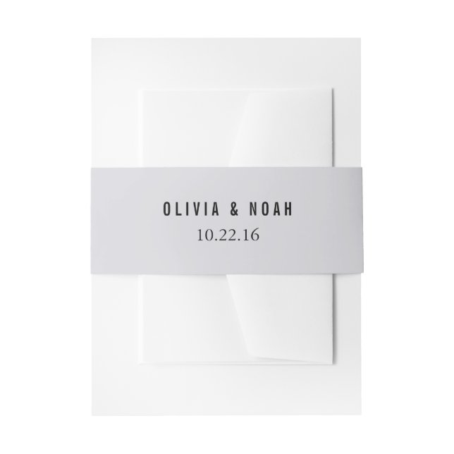 Modern Gray Elegant Wedding Invitation Belly Band (Front Example)