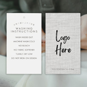 Modern Gray Fabric Logo Washing Instructions Tag