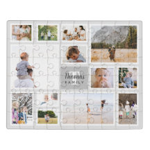 Modern Gray Family Photo Collage Montage