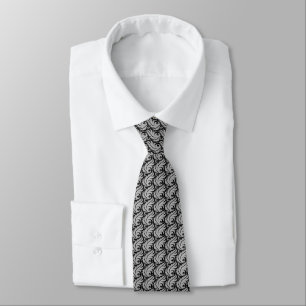 Modern Gray Flame Pattern on Black Men's Tie