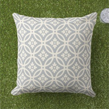 Modern Gray Floral Framework Pattern Outdoor Pillow by plushpillows at Zazzle