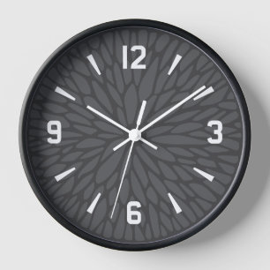 Modern Gray Floral Geometric Pattern Clock ⏰